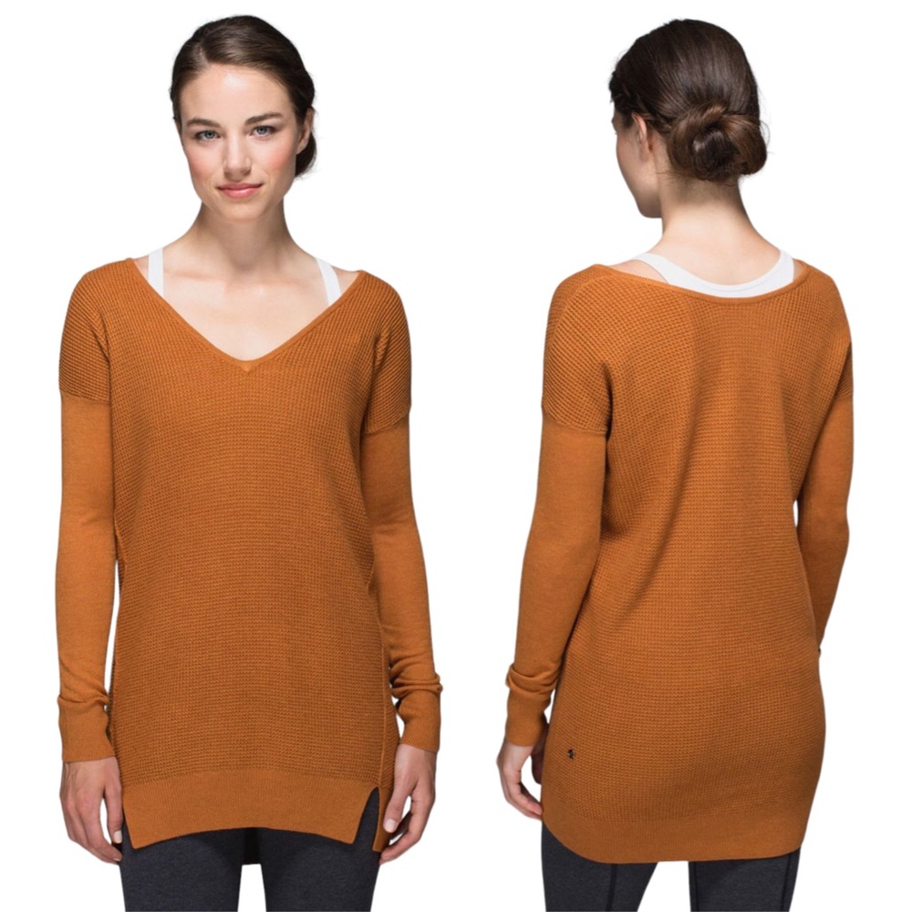Lululemon The Sweater Life Heathered Spicy Pumpkin Orange Boolux 4 XS